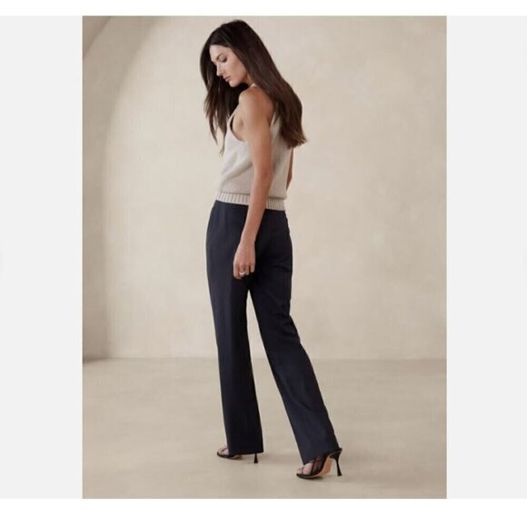 Banana Republic Siena Straight Navy Blue Italian Wool Pants 4 LONG RT$170 NWT - Picture 5 of 12